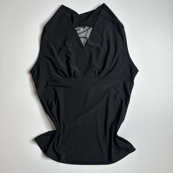 Y2K Black Halter Top Mesh Sequin Swirl Backless Goth Glam Stretchy XS/S Club - Picture 4 of 11